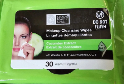 2 packs of Global Beauty Care Makeup cleansing wipes Cucumber Extract 60 wipes