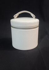 Pandora Tall Zippered White Travel Case Jewelry Box w/2 Removable Trays