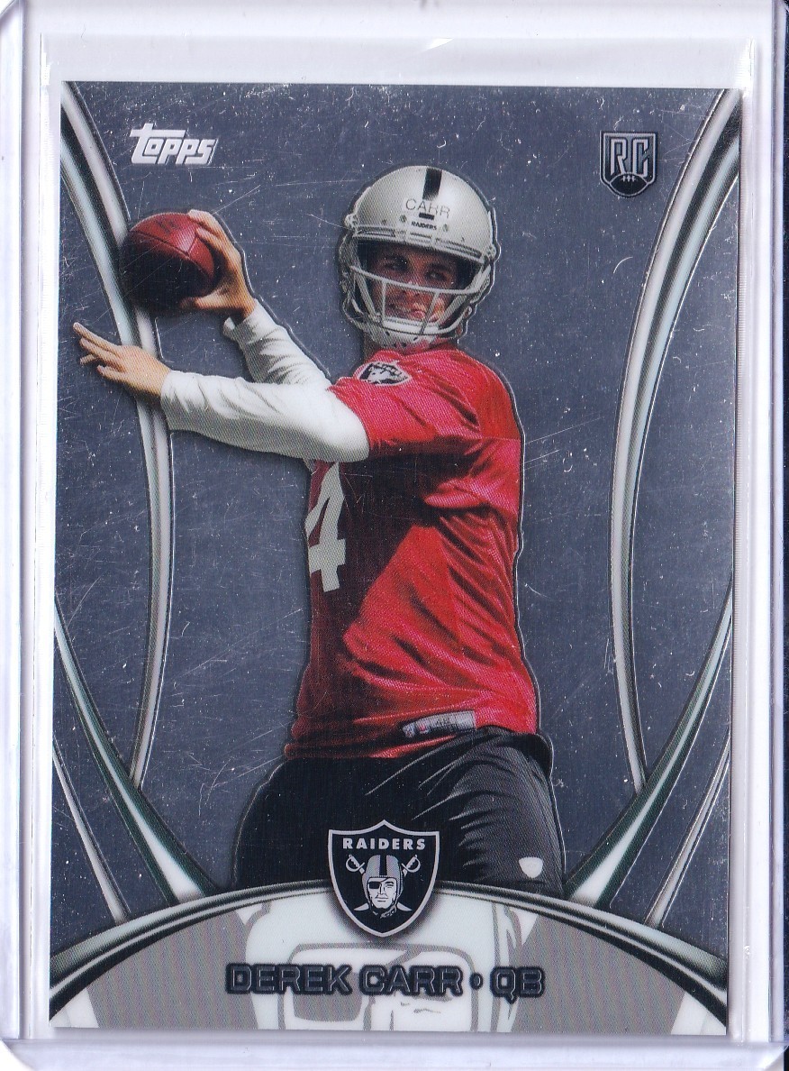 2014 Topps Mega Holiday Refractors Chrome Card Derek Carr Rookie RC #6 Raiders