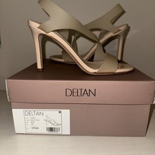 New Deltan Womens Heel Sandals Pump Shoes Tinsley Clear/Nude Leather/Vinyl 8.5 M