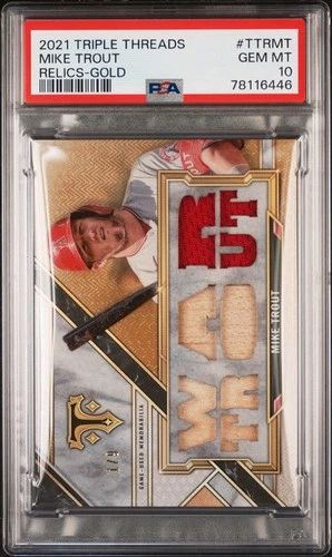 2021 Topps Triple Threads Mike Trout Gold Auto /9 - PSA 10 💎- POP 1 🔥