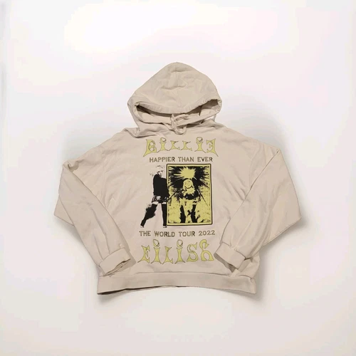 OFF WHITE Felpa con cappuccio grafica Billie Eilish più felice che mai tour merch 2022 taglia L