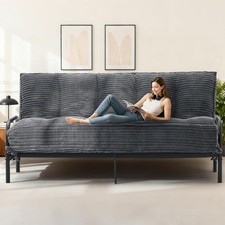 10" Futon Mattress Queen Size Futons Sofa Couch Bed with Straps Thick Corduroy