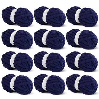 HOMBYS Navy Blue Chunky Chenille Yarn for Crocheting, Bulky Thick Fluffy Yarn...