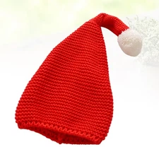 Christmas Knit Beanie Santa Hat Warm Hat with Fluffy Pompom for