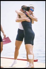 Ruth Davidon Jennifer Devine hug each other at the US Rowing Champ- Old Photo