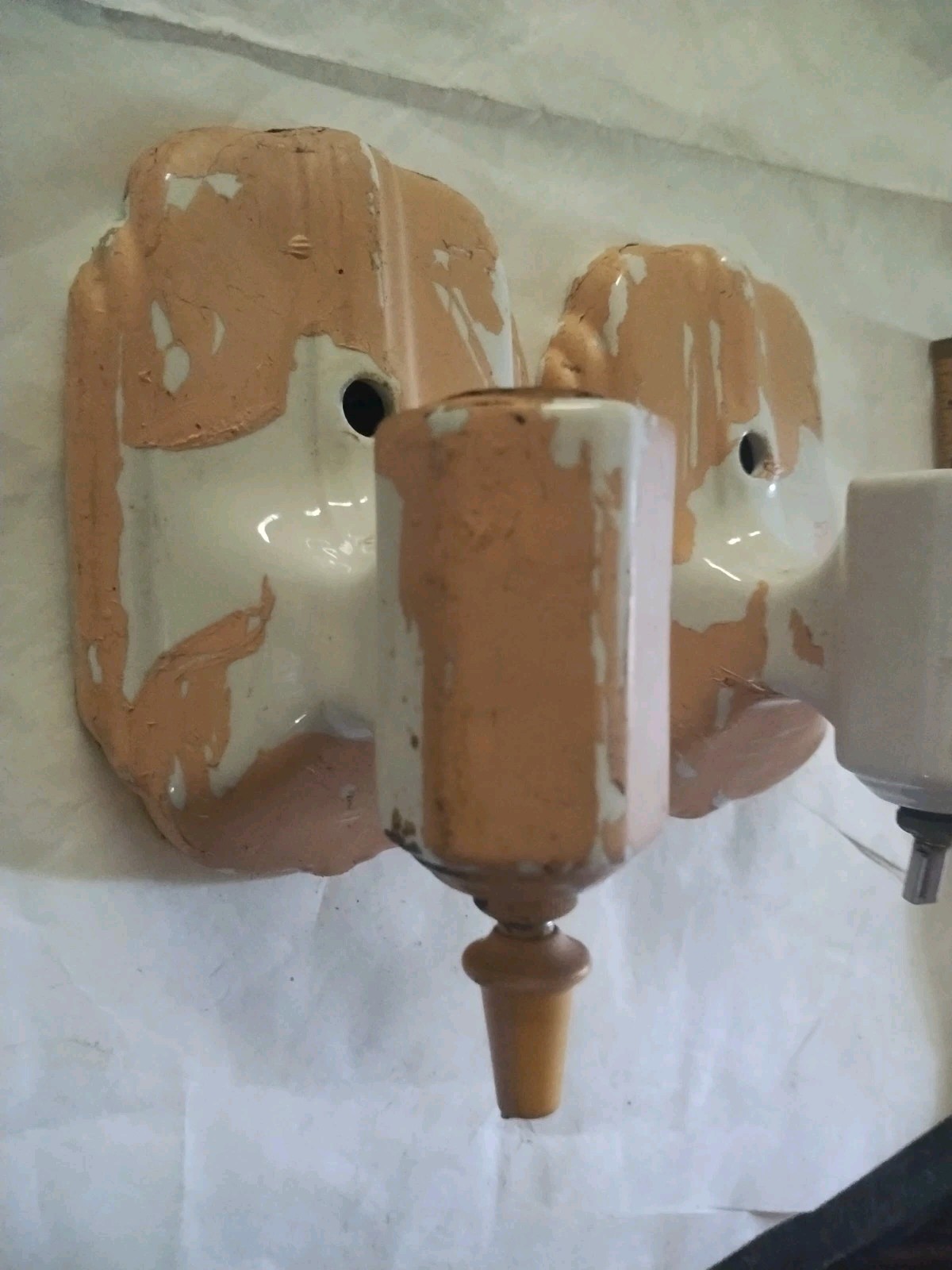 Antique PAIR Ceramic ART DECO PORCELAIN WALL SCONCES BATHROOM LIGHTS