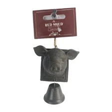 Pig Cast Head With Bell Ornament NWT