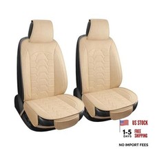 Linen car Seat Covers Breathable Cloth Fabric Seat Protector Front seat Beige