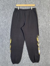 Vintage 90s Harley Davidson Flame Sweat Pants Faded Black Made in USA Hanes XL