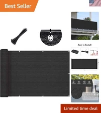 Elegant 3'x10' Black Patio Privacy Screen - Durable HDPE Material with Grommets
