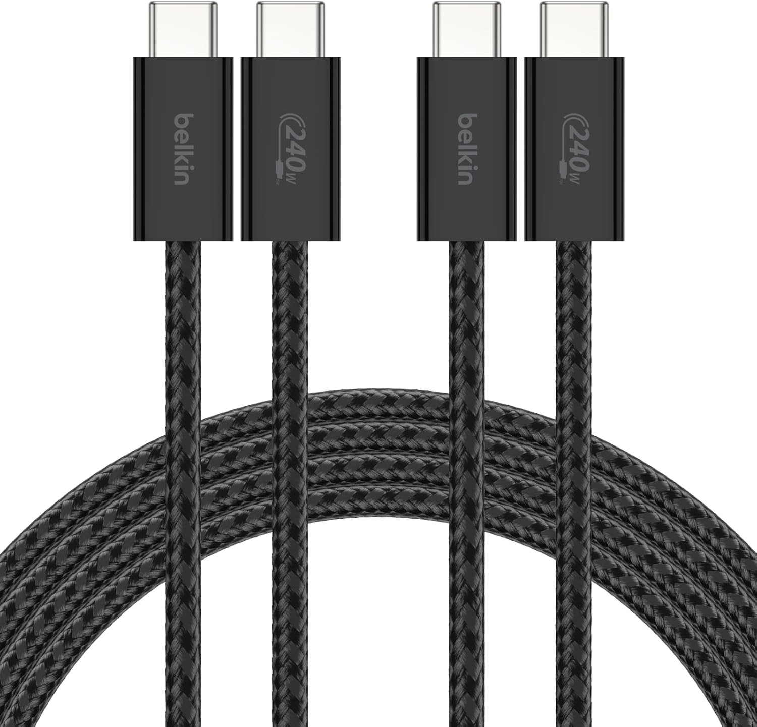 Belkin 2 Pieces Braided USB C USB C Cable 5ft 240W Black Fast Charging Soft New