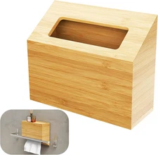 Hand Towel Box Cover for Kleenex, Natural Bamboo Tissue Box Cover for Home, Offi