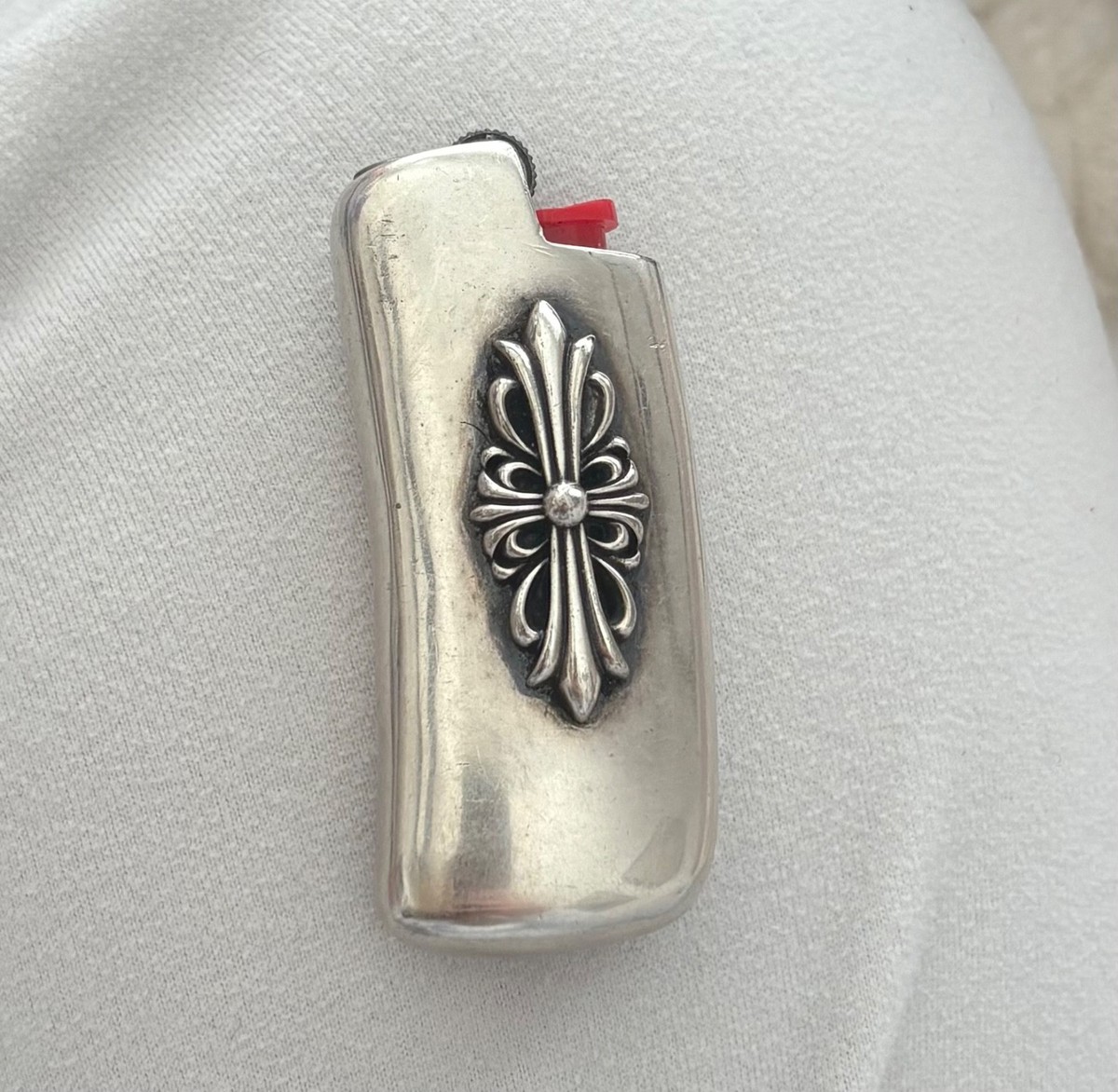Chrome Hearts 1997 Sterling シルバー　髪飾り Chrome Hearts 1997 Sterling Silver Cross Lighter Case, Gently Used