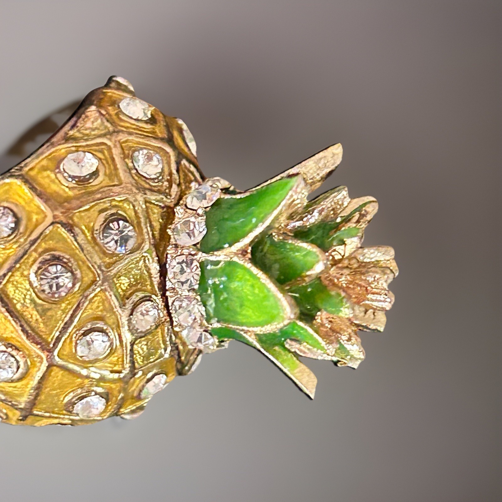 Pineapple Statement Ring Enamel Rhinestones Sz 6 … - image 6
