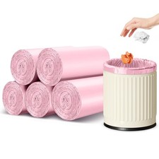 5 rollos pequeñas bolsas de basura, 2,6 galones 20 unidades (paquete de 5), rosa