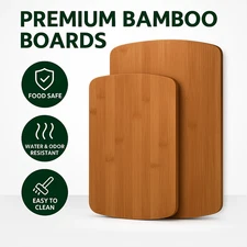 Bamboo Cutting Board Set 2Pc Wooden Chopping Board for Kitchen Meal Prep Serving