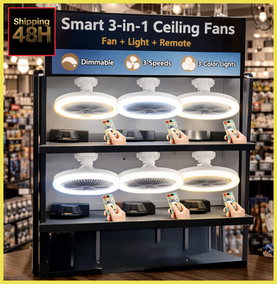 Fan For E27 Socket Light With Remote Ceiling Fan Adjustable Smart LED 3Speed AC