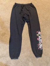 Womens Victoria Secret PINK Dark Gray Sweatpants W/ Floral Design Size XS