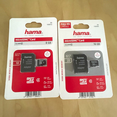 Hama microSDHC 8GB Class 10 Speicherkarte inkl. SD-Adapter (108012)