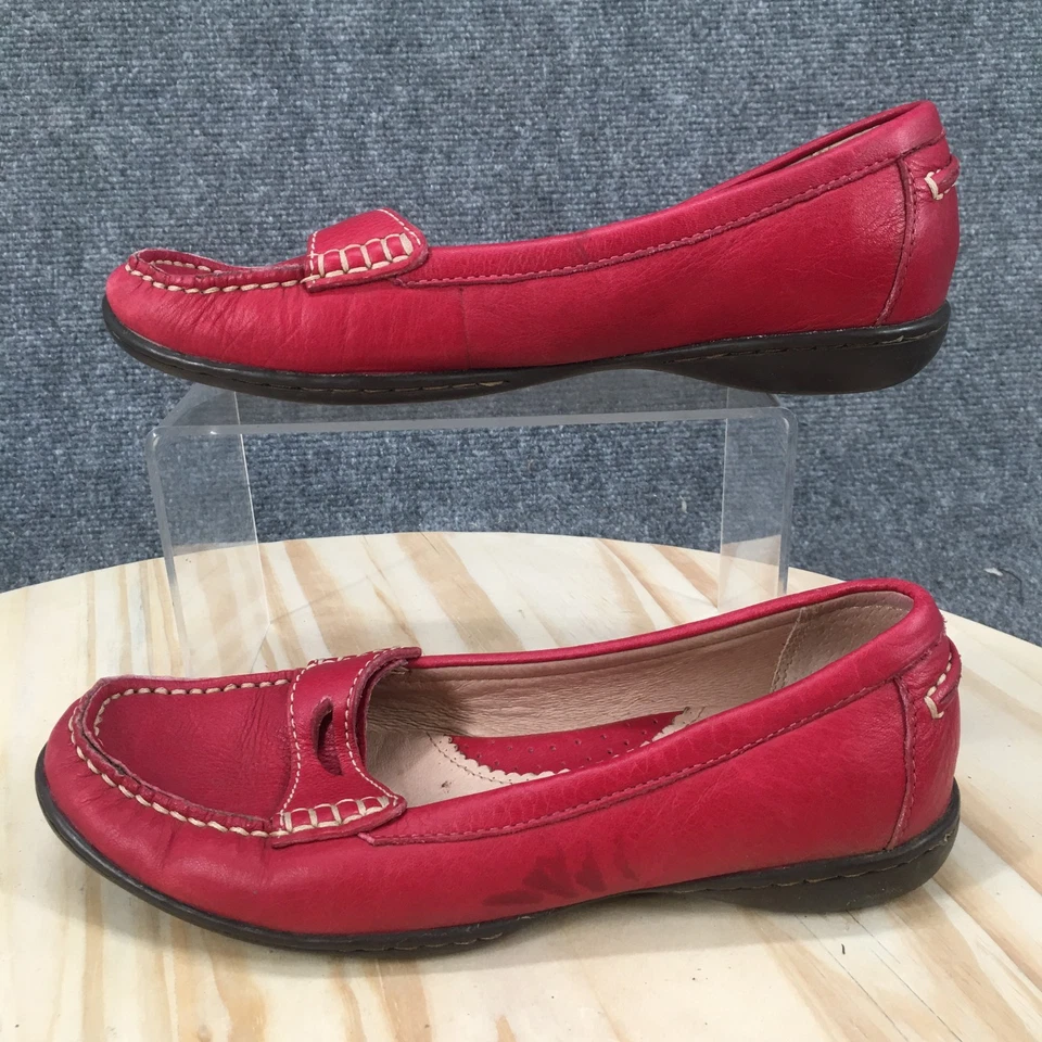 Zapatos Lands End para mujer 6,5 B Penny mocasines sin cordones cómodos planos de cuero rojo Foto 2 de 4