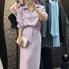 French Womens Two-piece Set 2025 Autumn New Lapel OL Shirts Skirt Slim Fit Set 