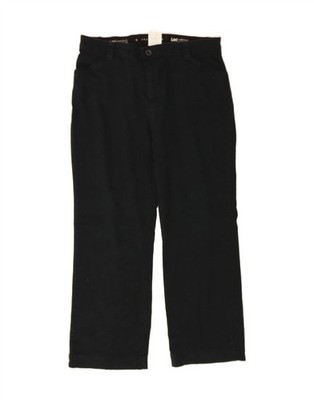 Lee Damen gerade Freizeithose US 14 XL W36 L29 schwarz Baumwolle DC39