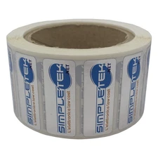 1000 X Simpletek Advertising Logo Silver Background Labels Roll Grey_