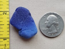PURE BEACH SEA GLASS SURF TUMBLED DARK SLAG SOLID BLUE PENDANT NEAR FLAWLESS F01