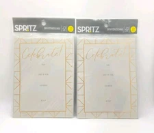 Spritz Gold Outline on Solid Gray Invitation Cards – Bundle of 2 (10 Count Each)