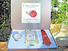 CRABTREE EVELYN GARDENERS SOOTHING SET TIN EXFOL SOAP BAR BALM, HAND CREAM