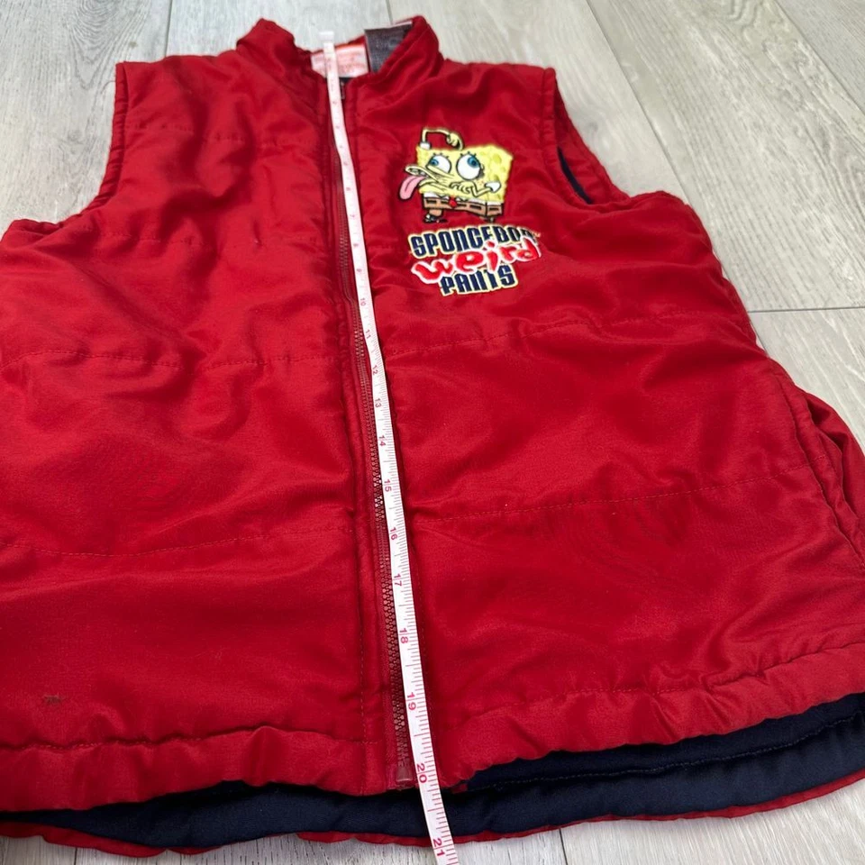 Nickelodeon Sponge bob weird pants quilted red puffer boys vest size 6 - Image 4 of 4