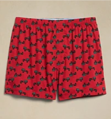 MENS SIZE M 32-34 BANANA REPUBLIC TRUCK / CHIRSTMAS TREE PRINT COTTON BOXERS NWT