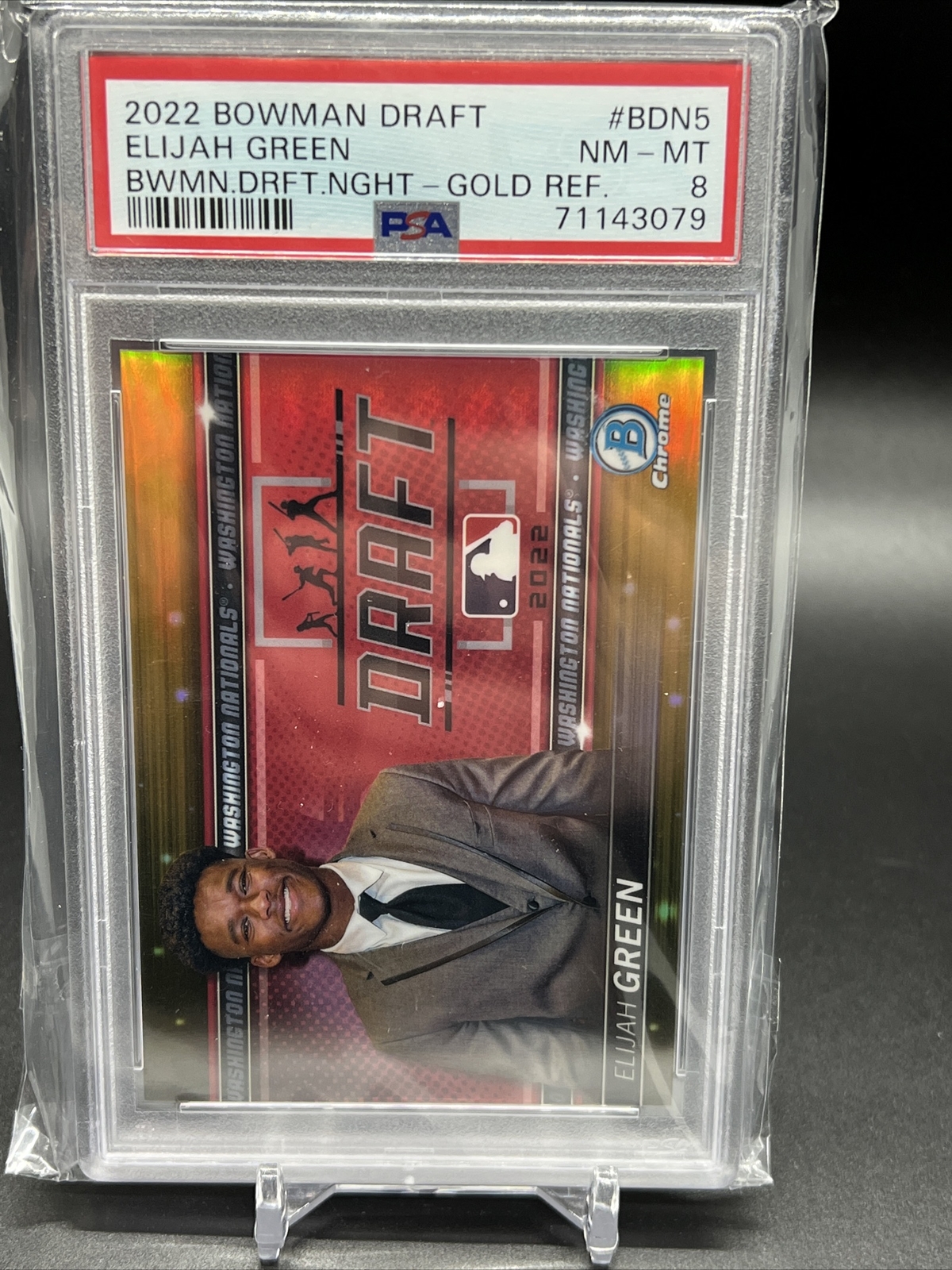 Elijah Green 2022 Bowman Draft Night Gold Refractor /50  POP 1 PSA 8