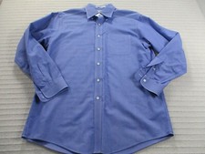 LL Bean Men Shirt 15 1/2-33 Blue Button Down Wrinkle Resistant Long Sleeve Solid