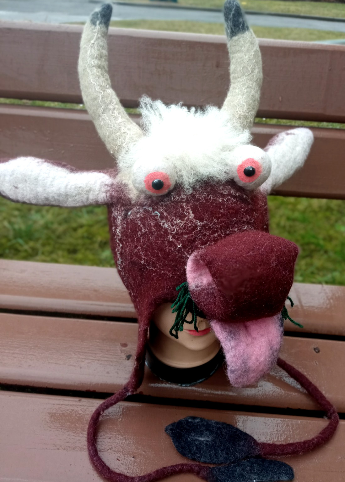 Máscara de toro de fieltro para adultos.Sombrero de sauna.Animal de fieltro.C...