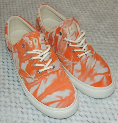Polo Ralph Lauren Sneakers Shoes Harpoon Mens Orange Grey Tie Dye