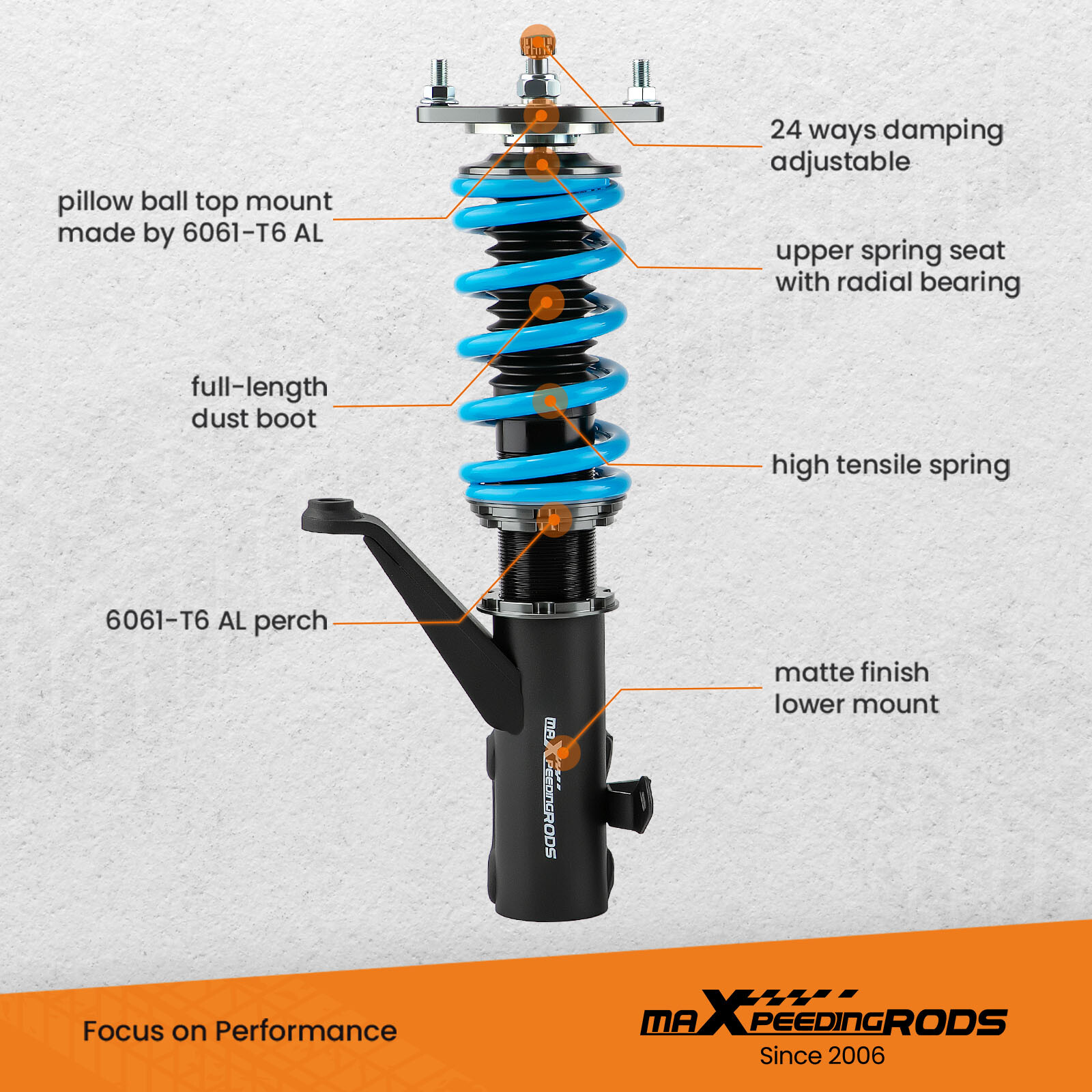 MaXpeedingrods 코일오버 서스펜션 로워링 키트 (아큐라 RSX 2002-2006용) 3