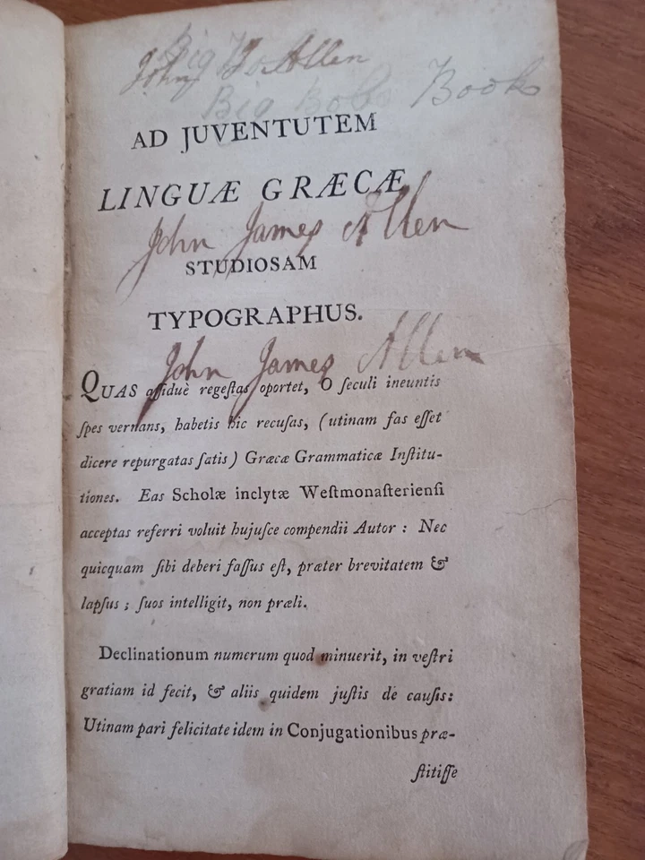 Graecae Grammaticae Institutio Compendiaria, In Usum Scholarum (1803) Wettenhal - Image 4 of 4