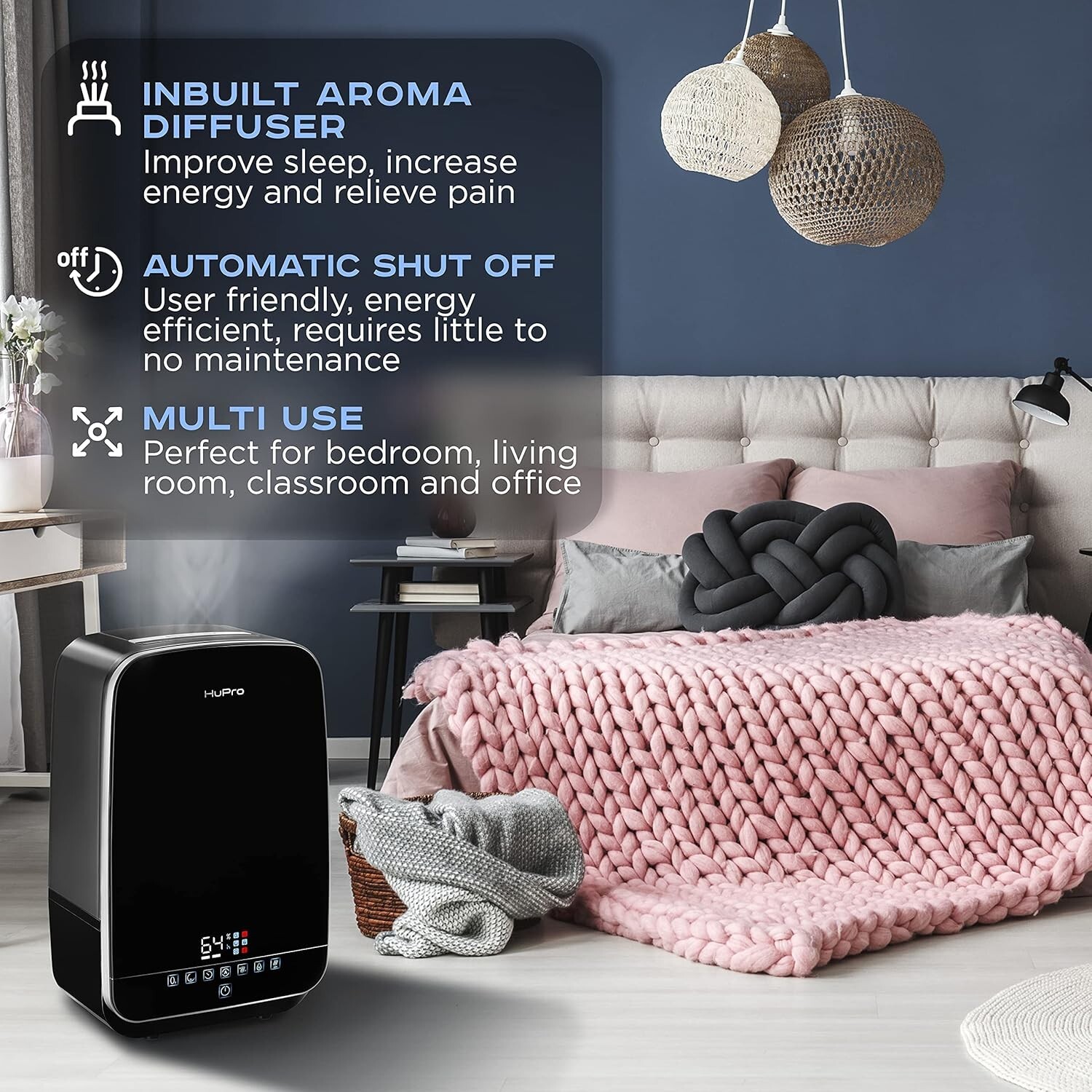 Humidifier for Large Room, Home, Humidifier for Bedroom - Large Capacity 5.5L ..