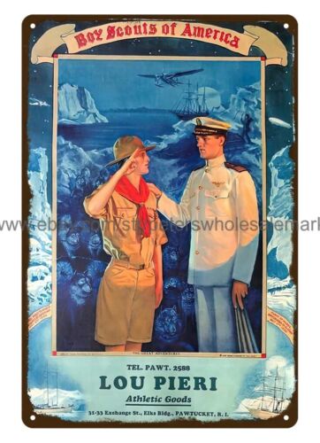 1930 Boy Scouts BSA calendar art metal tin sign home decor wall lodge cafes - Picture 1 of 4