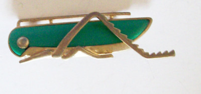 NW3 Hobbs Cricket/Heuschrecke Brosche grüne Emaille & goldfarbene Anstecknadel neu