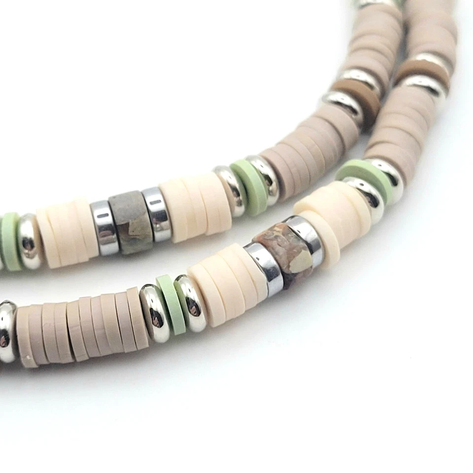 Soporte de cadena marrón, tostado y verde, jaspe, anteojos con cuentas o gafas de sol Foto 3 de 4