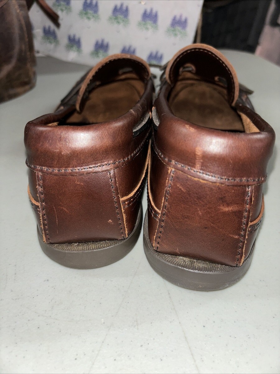 Minnetonka 768 Men\'s Slipper Size 9.5 Double Bottom Hardsole Dark Brown Leather Minnetonka Men main image 4