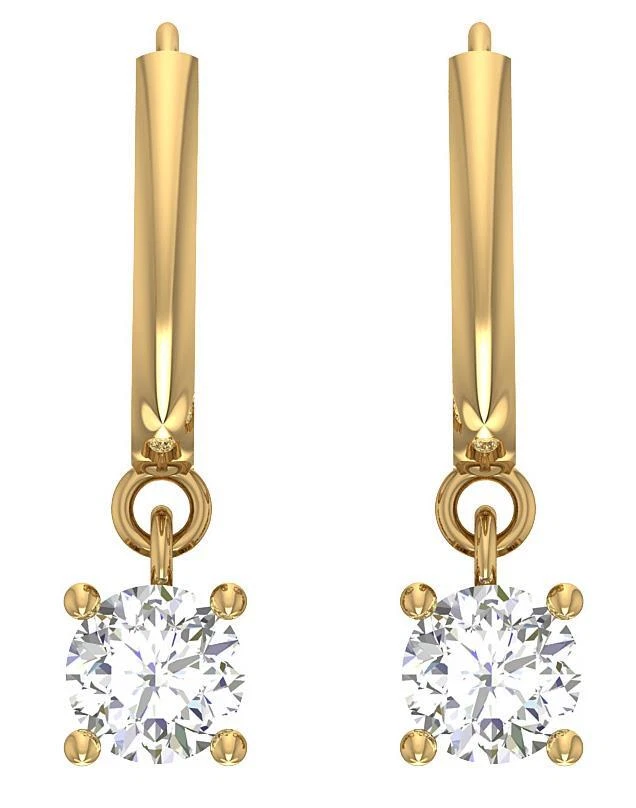 Lab Grown Solitaire Diamond Dangle Hoops Earrings VS F 0.85 Ct 14K White Gold - Image 3 of 4