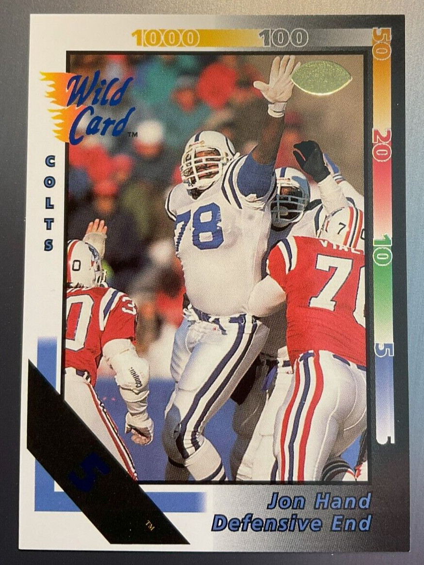 1992 Wild Card 5 STRIPE Jon Hand #159 Indianapolis Colts