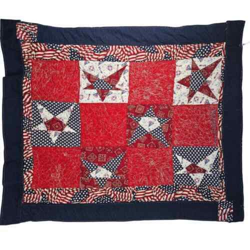 Hand made hand sewn Patriotic America USA quilt throw blanket