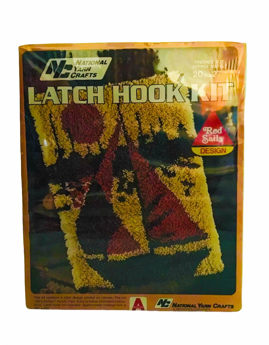 1980s National Yarn Crafts Red Sails Latch Hook Kit Collectible Gift 