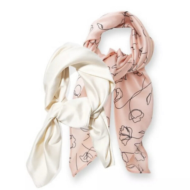 LARK & IVES HAIR SCARF BUNDLE ~2 BEAUTIFUL SCARVES~ NEW IN DRAWSTRING POUCH