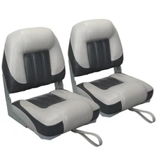 Elite Folding Boat Seat Low Back Boat Seating Fold-Down Fishing Boat Seat 2 Pack